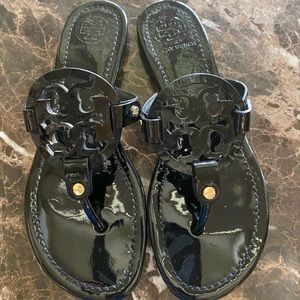 Black Tory Burch patent sandals